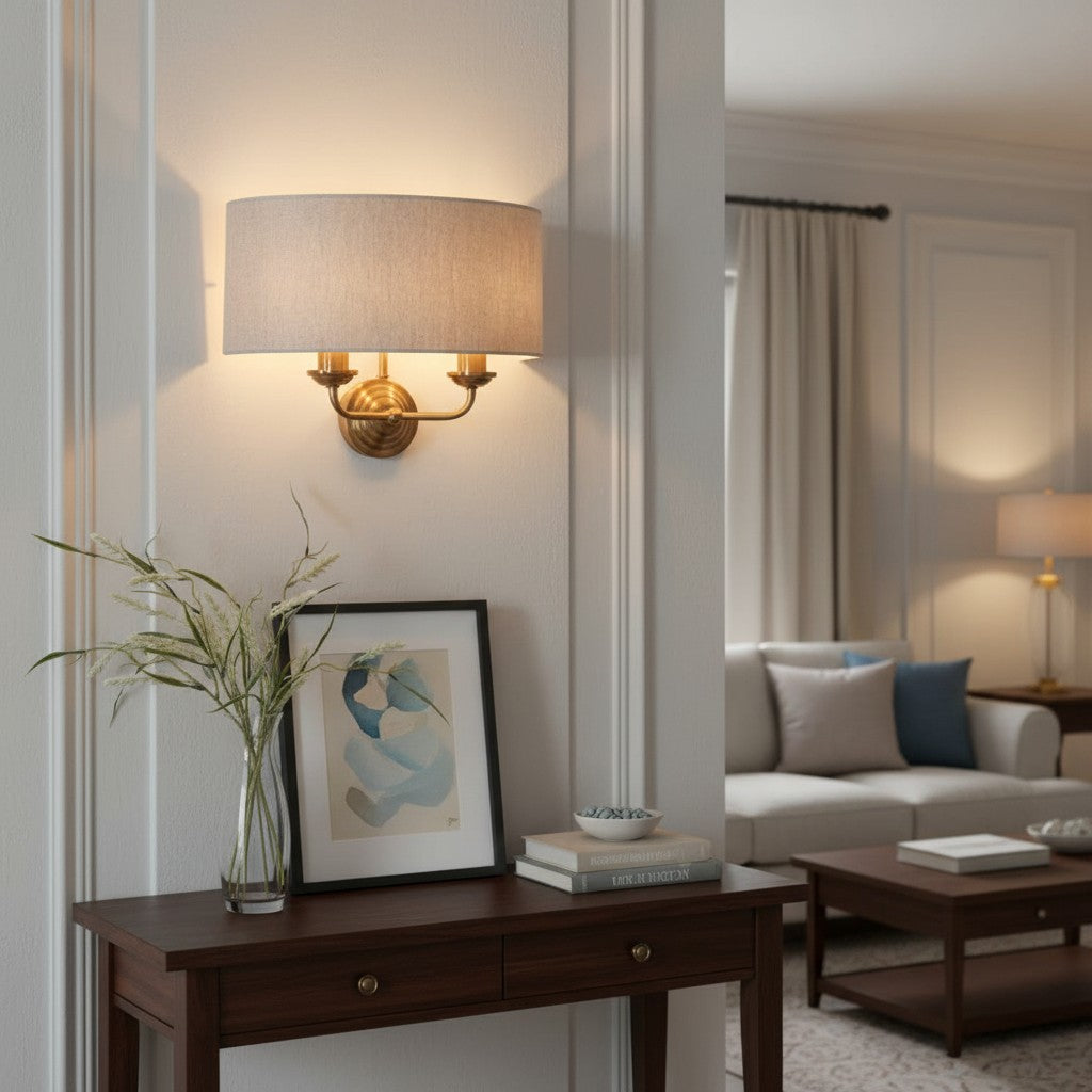Tela elegante Wandleuchte mit Stoffschirm und feinem Metallrahmen für Wohnzimmer und Schlafzimmer | Souliia