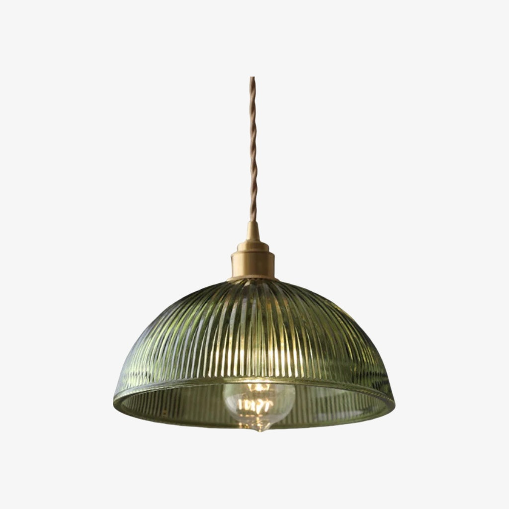 Ribilux Ribbed Pendant Light - Vintage Glass and Metal for Kitchen and Dining Room | Souliia