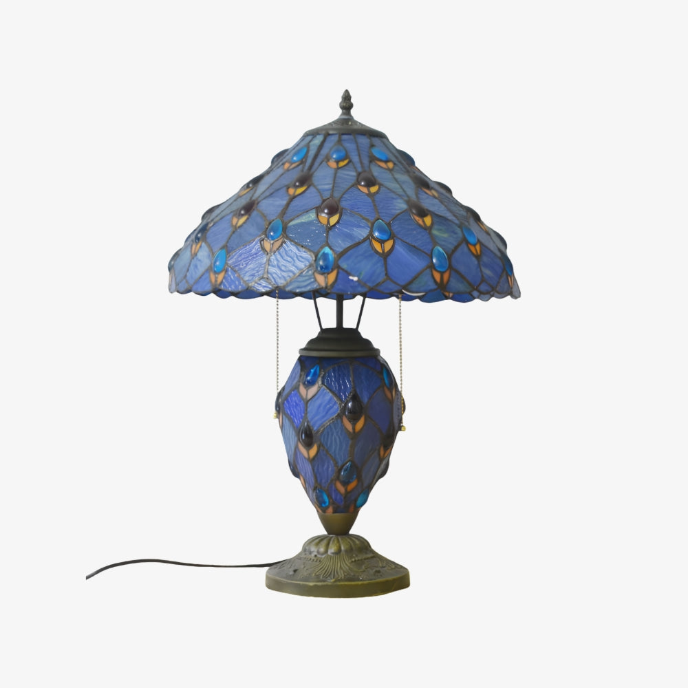 TF Tivanny Art Deco Stained Glass Table Lamp - Vintage Style for Bedroom or Living Room | Souliia