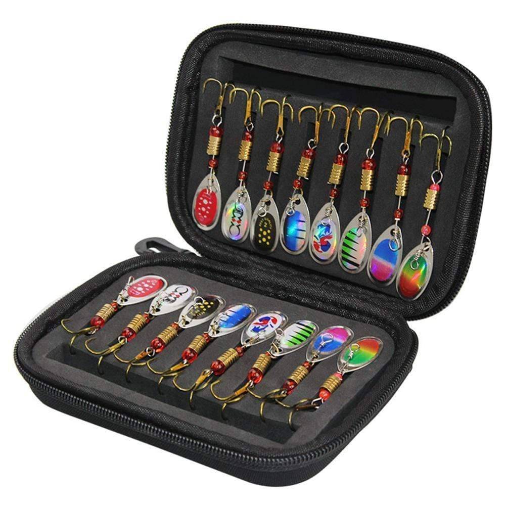 Set of Spoon Baits with Sequins for Fishing, Includes Storage Case - Souliia