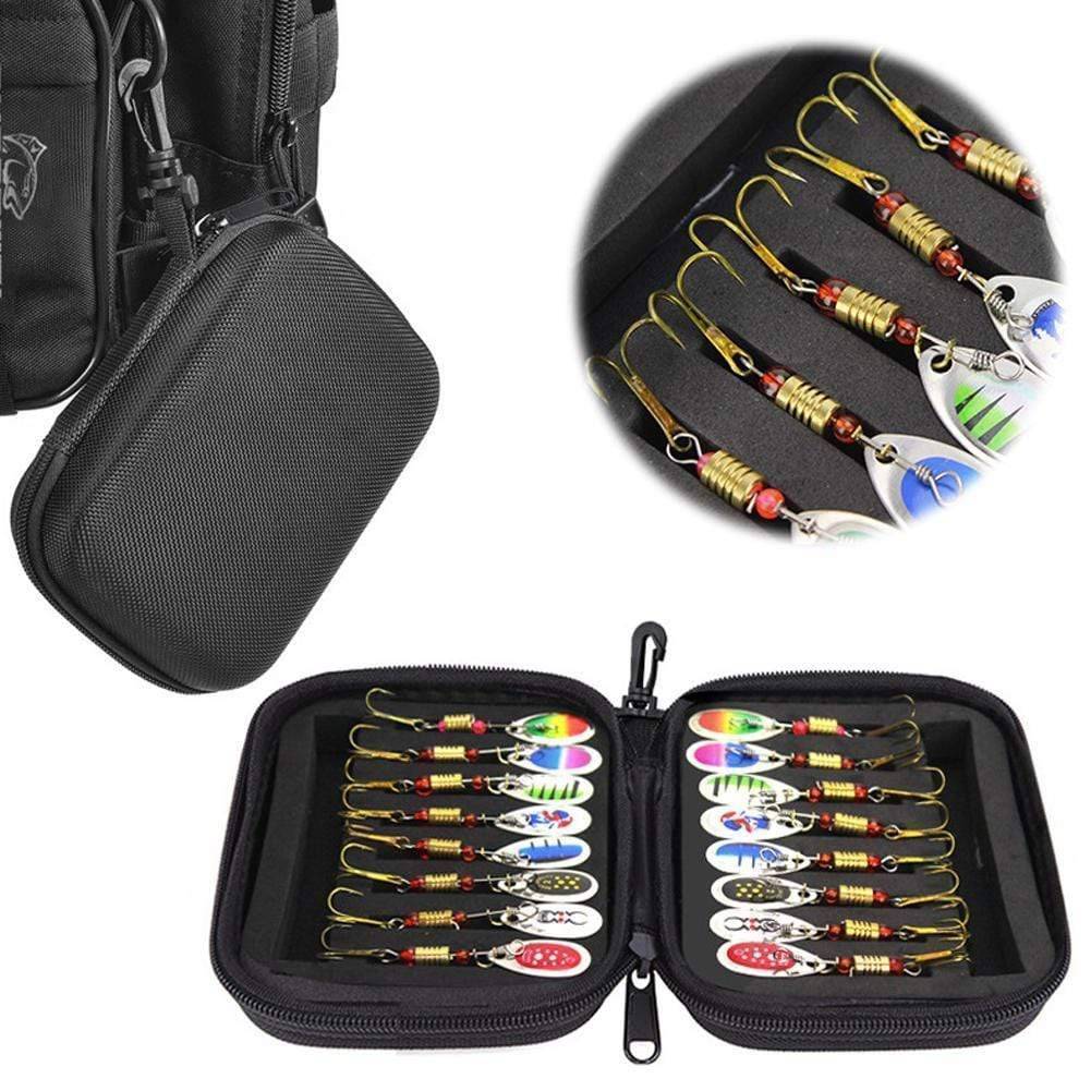 Set of Spoon Baits with Sequins for Fishing, Includes Storage Case - Souliia