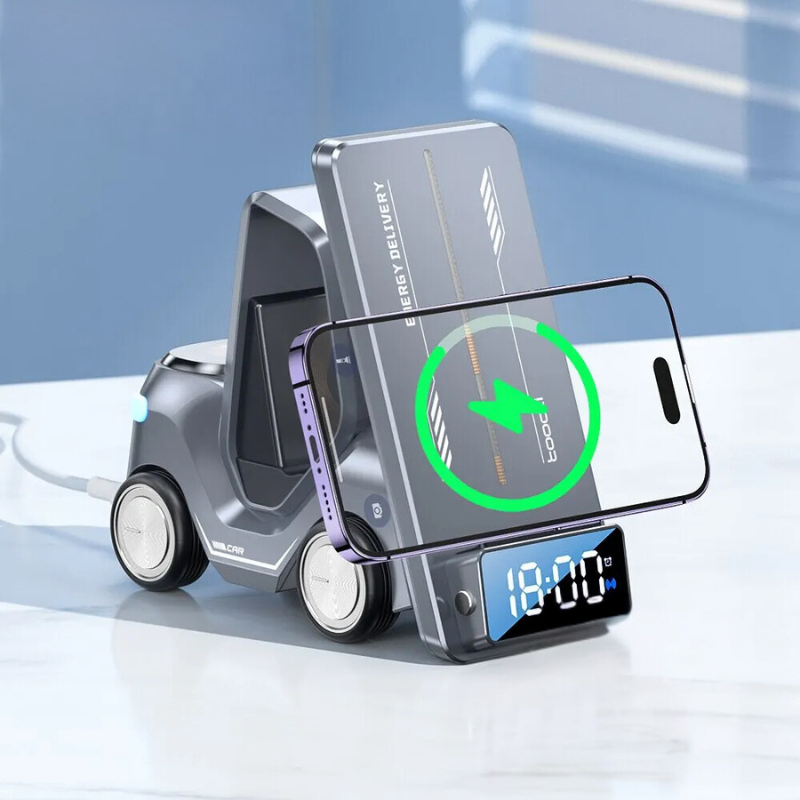 5-in-1 Forklift Wireless Charger, Alarm Clock & Night Light
