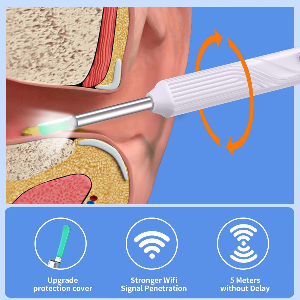 Nettoyeur d'oreilles avec caméra HD - Inspection en direct sur smartphone