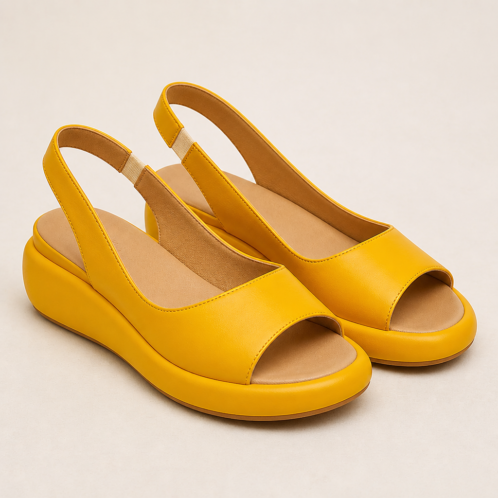 SerenStep – Cushioned Leather Slingback Wedge Sandals with Open Peep Toe - Souliia
