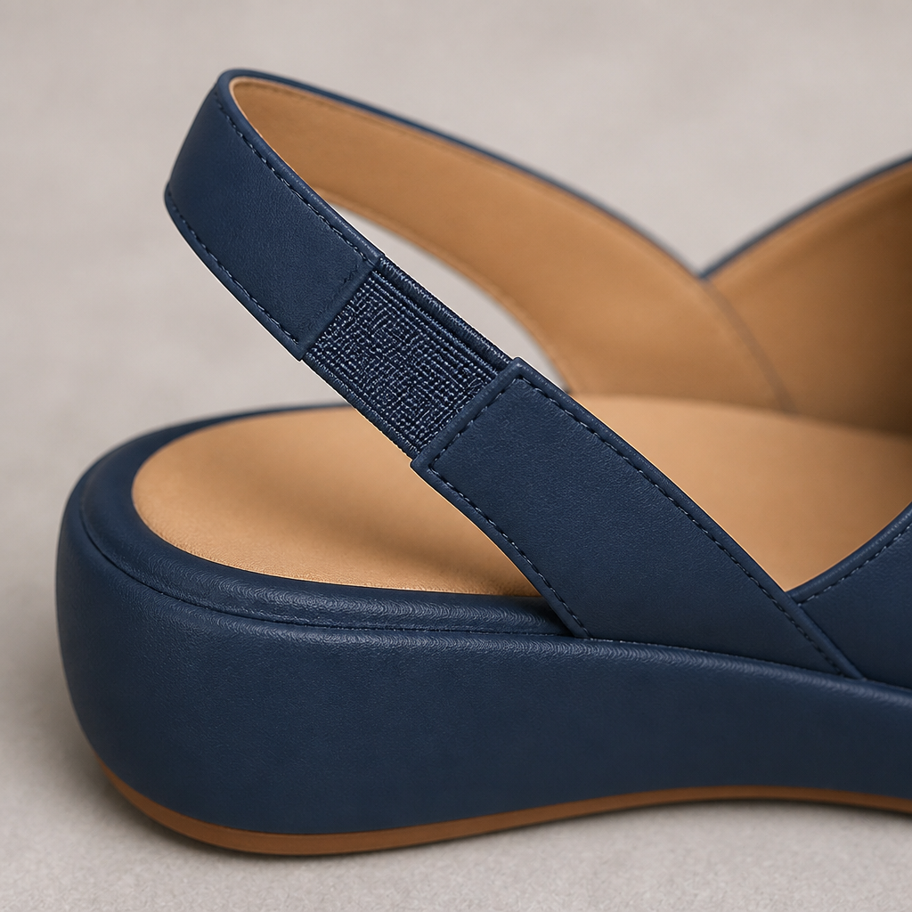 SerenStep – Cushioned Leather Slingback Wedge Sandals with Open Peep Toe - Souliia
