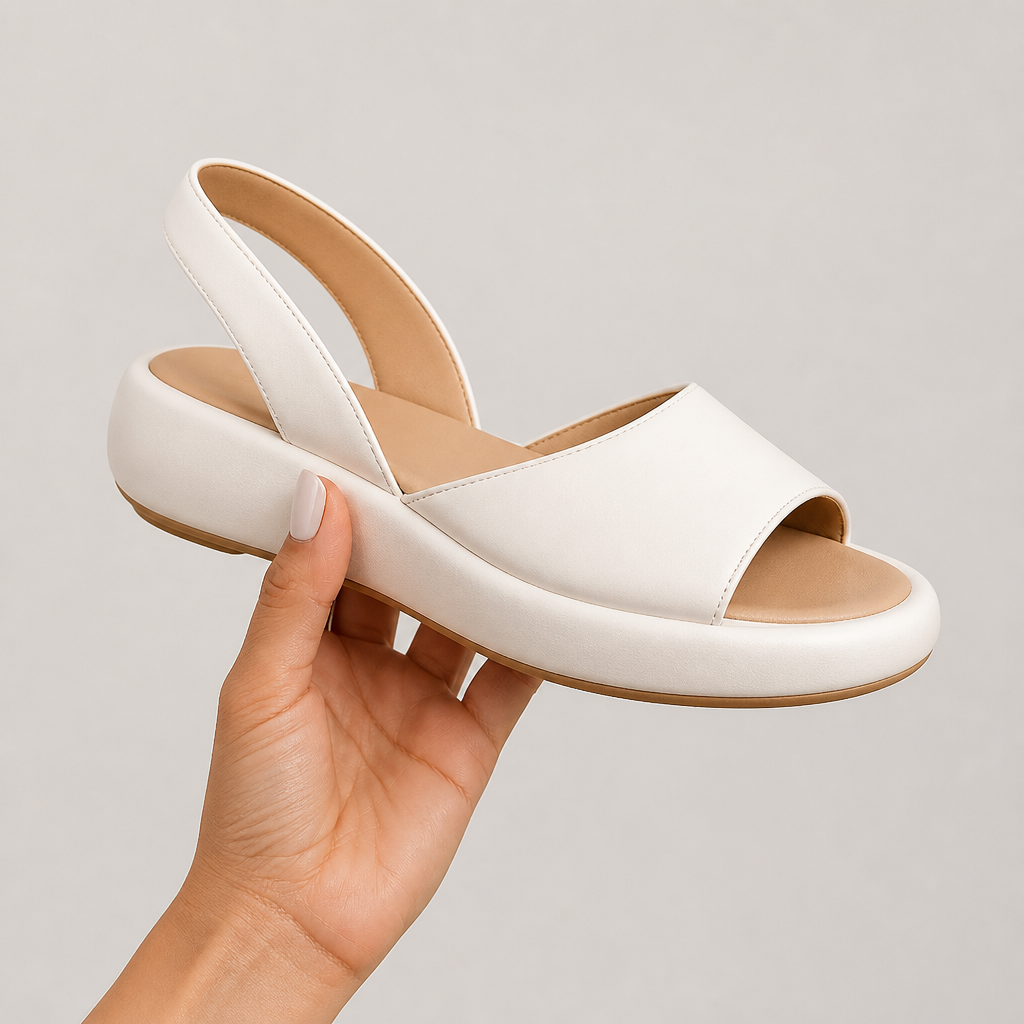 SerenStep – Cushioned Leather Slingback Wedge Sandals with Open Peep Toe - Souliia