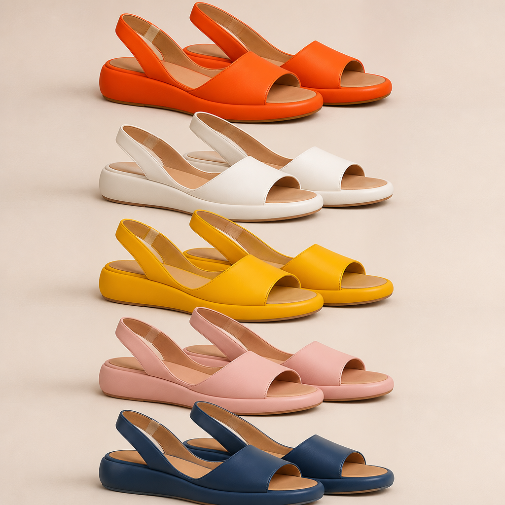 SerenStep – Cushioned Leather Slingback Wedge Sandals with Open Peep Toe - Souliia