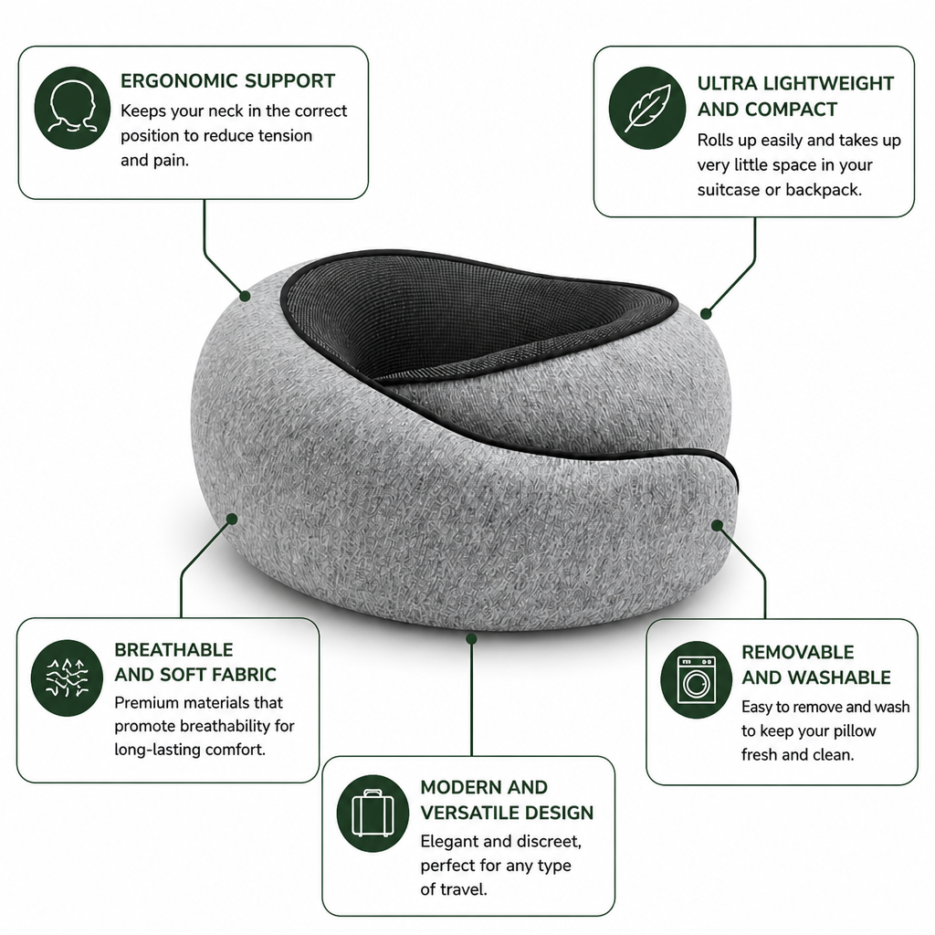 VoyageEase Neck Pillow — Arrive Refreshed and Pain-Free, Every Single Trip - Souliia
