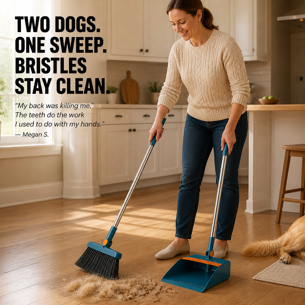 Velurro Shovel & Brush Set — Spazza sotto i divani e rimuovi il pelo degli animali domestici senza usare le mani - Souliia