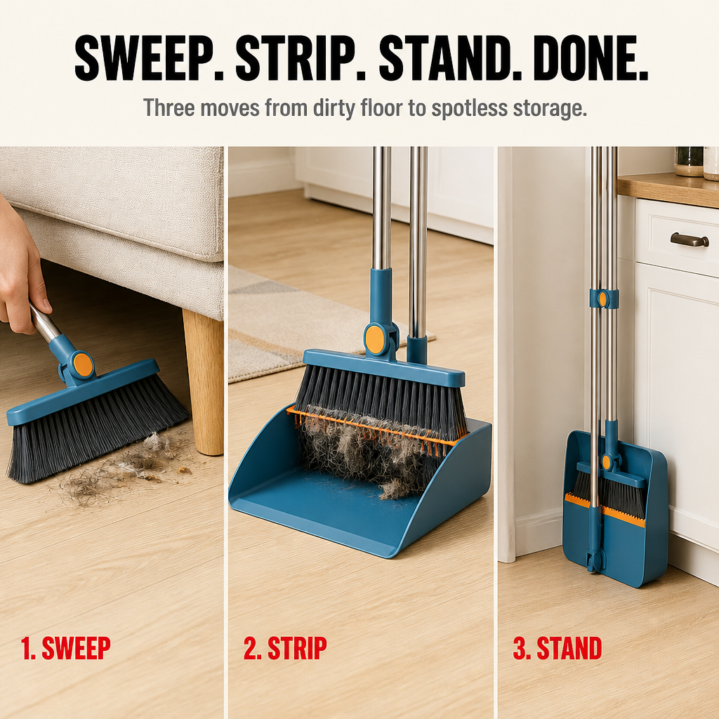 Velurro Shovel & Brush Set — Spazza sotto i divani e rimuovi il pelo degli animali domestici senza usare le mani - Souliia