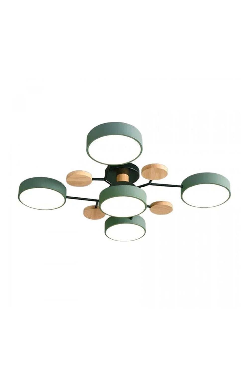 Loftlampe med flere hoveder, skiver og grene i Morandi-farver | Souliia