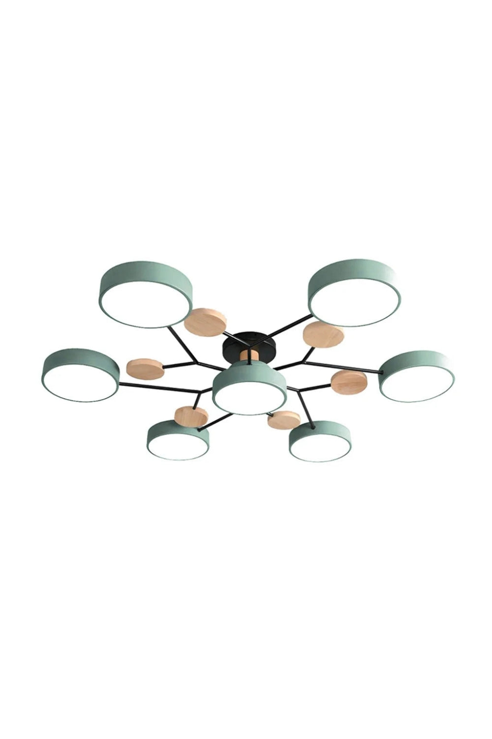 Loftlampe med flere hoveder, skiver og grene i Morandi-farver | Souliia
