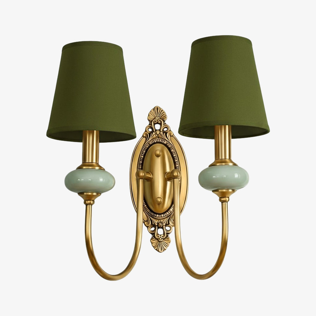 Rowan Classic Fabric Shade Sconce – Ceramic Wall Light for Hallway or Bedroom | Souliia