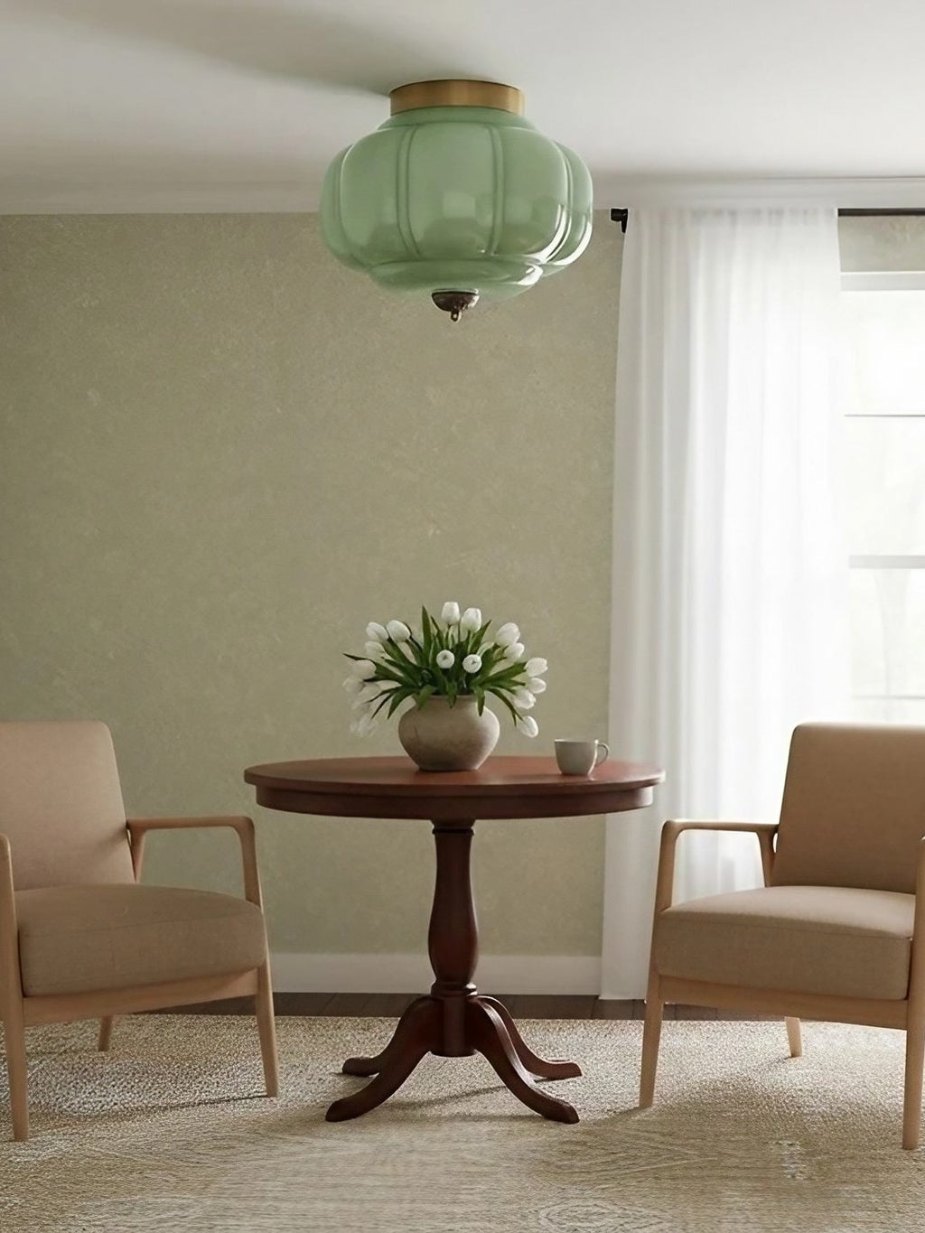 Retro Milk Semi Flush Mount Eloise Ceiling Light | Souliia