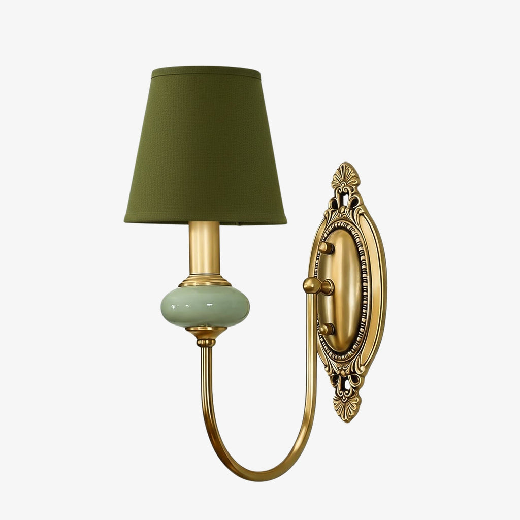 Rowan Classic Fabric Shade Sconce – Ceramic Wall Light for Hallway or Bedroom | Souliia