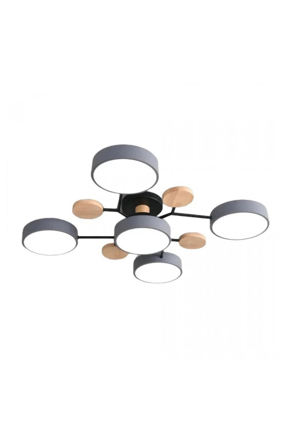 Loftlampe med flere hoveder, skiver og grene i Morandi-farver | Souliia