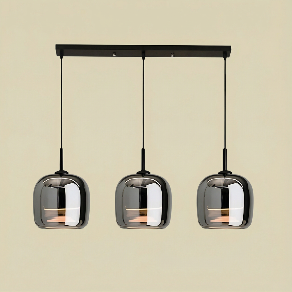 LumenGlow Smoky Gray Glass Pendant Lamp — Modern Hanging Design