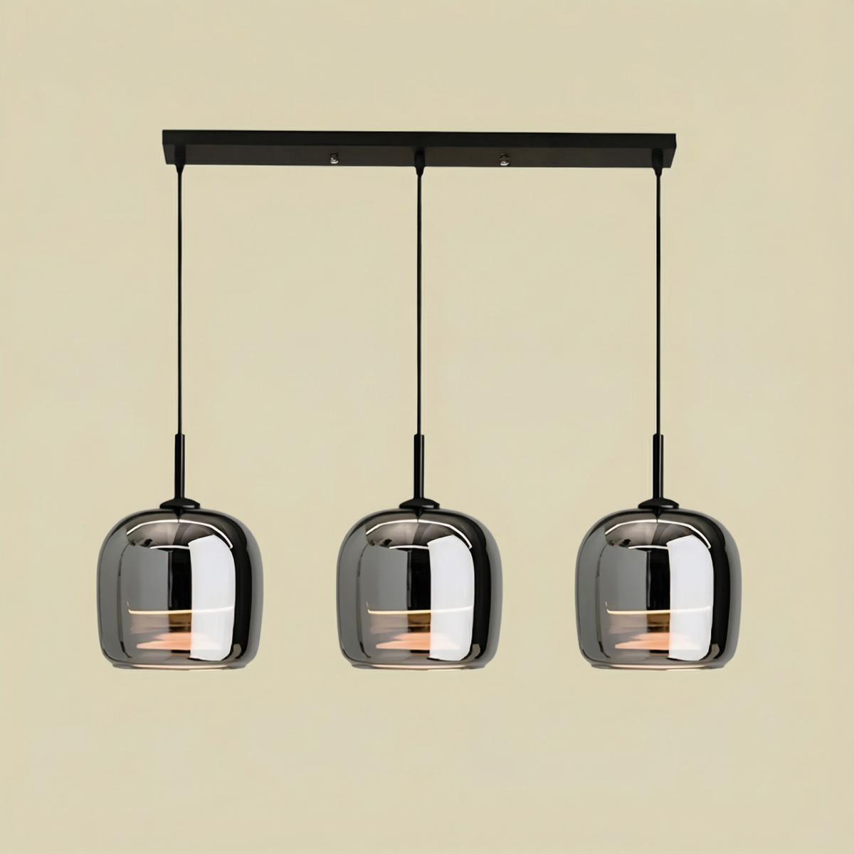 LumenGlow Smoky Gray Glass Pendant Lamp — Modern Hanging Design