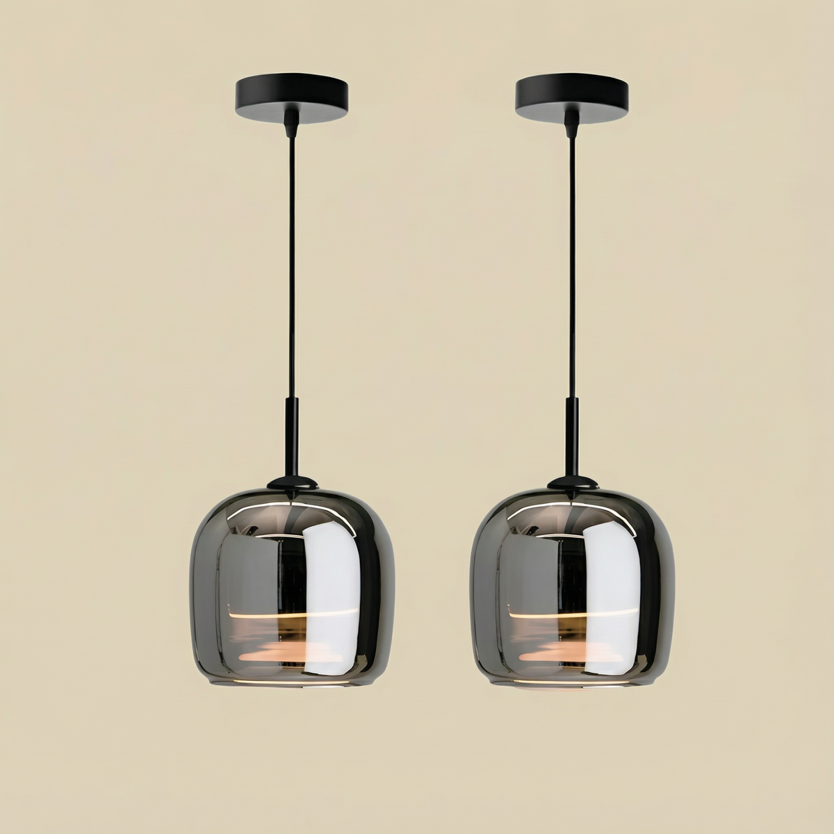 LumenGlow Smoky Gray Glass Pendant Lamp — Modern Hanging Design
