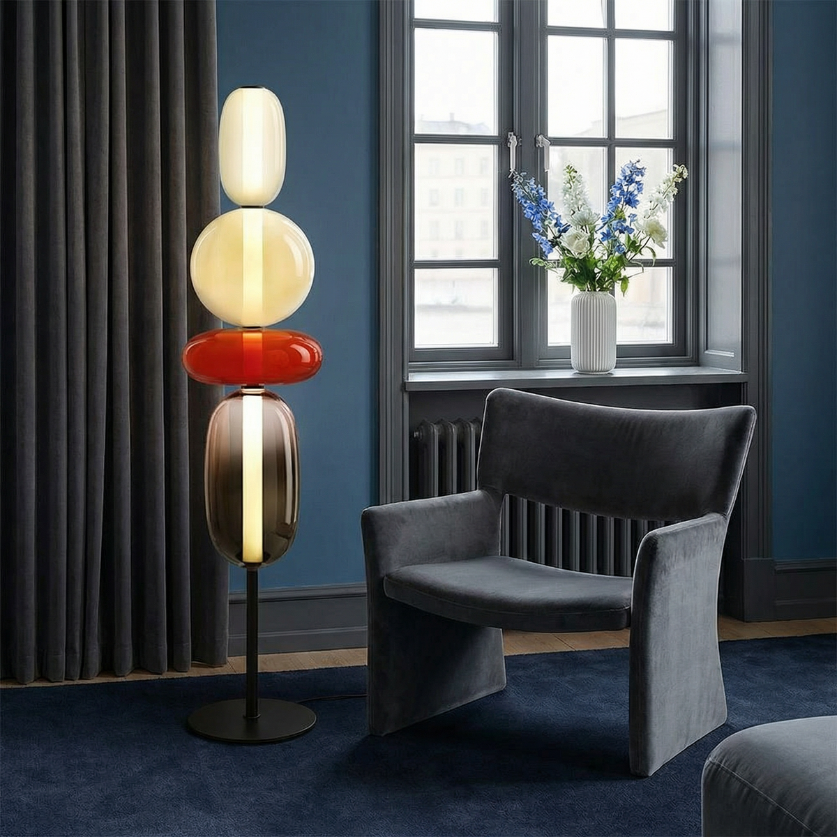 Aurora Modern Floor Lamp — Sculptural Form, Warm LED Glow