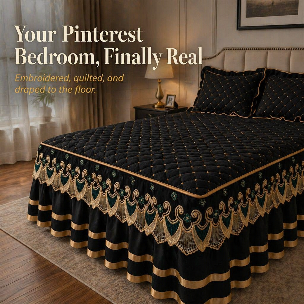 RamvoaLuxe — Viste tu cama con encaje bordado y el glamour de una suite de hotel con cintas doradas - Souliia