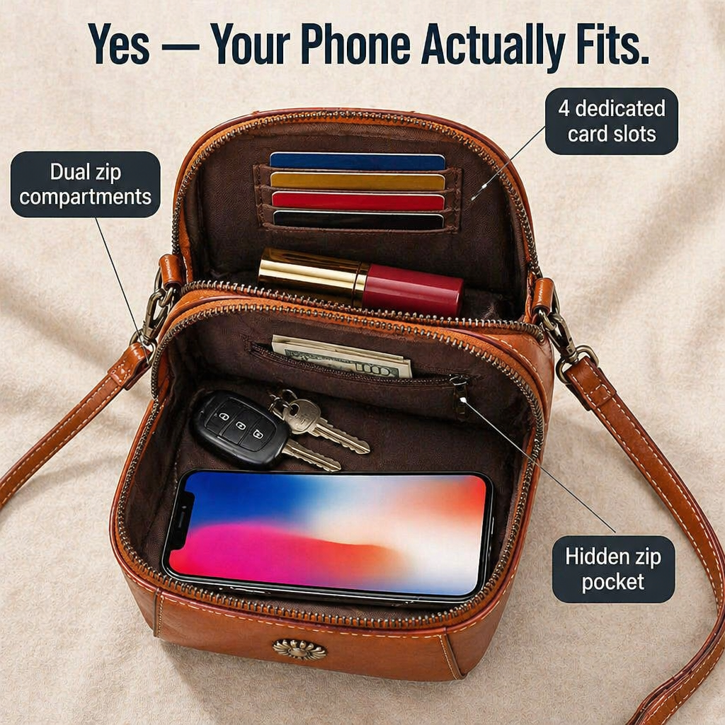 VividAura — Carry Phone, Cards & Lipstick in One Soft-Leather Crossbody - Souliia