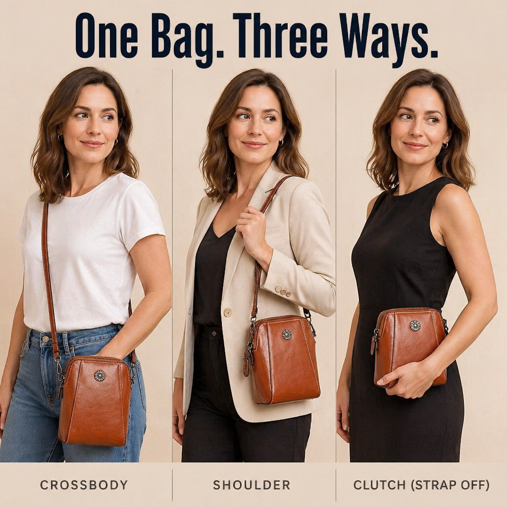 VividAura — Carry Phone, Cards & Lipstick in One Soft-Leather Crossbody - Souliia