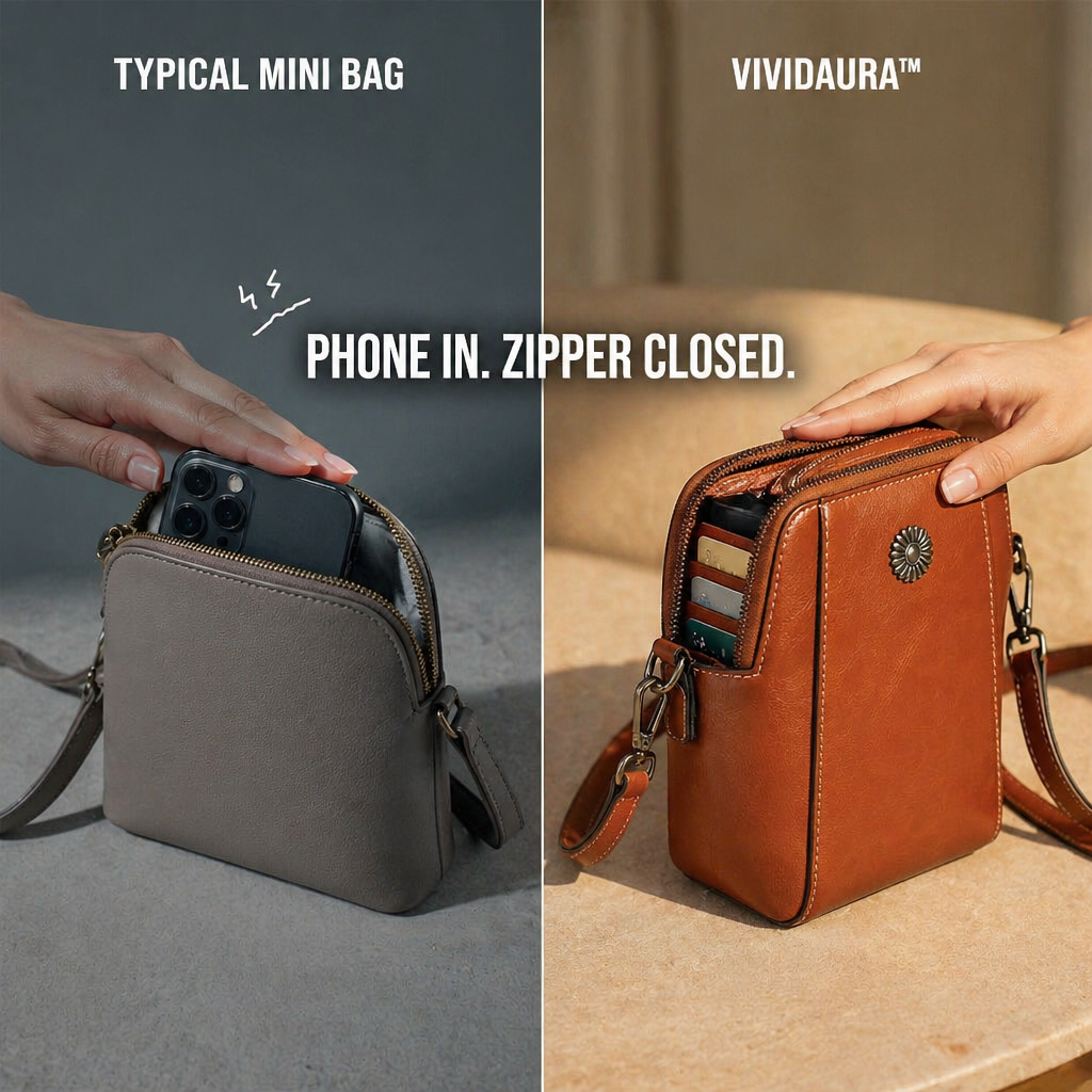 VividAura — Carry Phone, Cards & Lipstick in One Soft-Leather Crossbody - Souliia