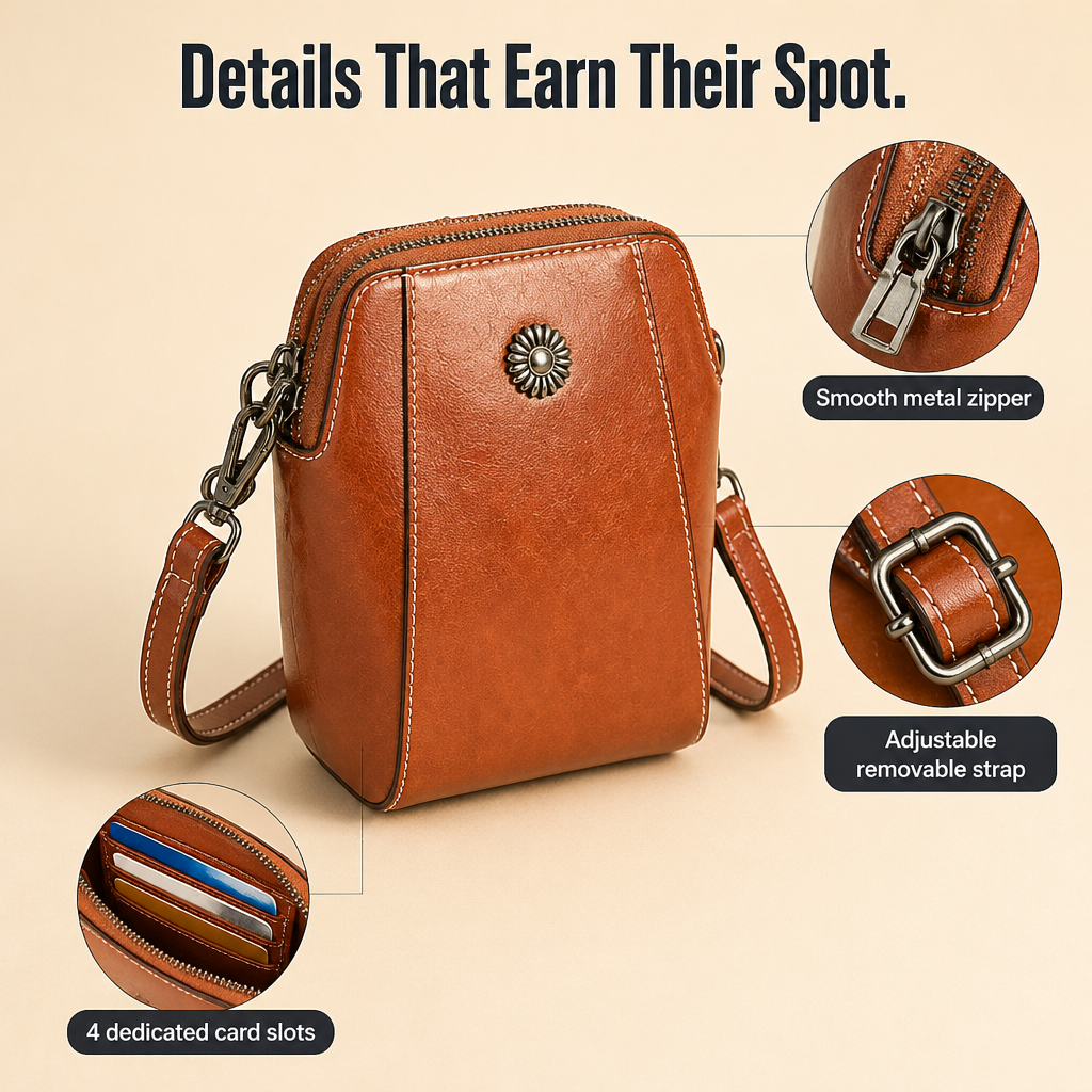 VividAura — Carry Phone, Cards & Lipstick in One Soft-Leather Crossbody - Souliia