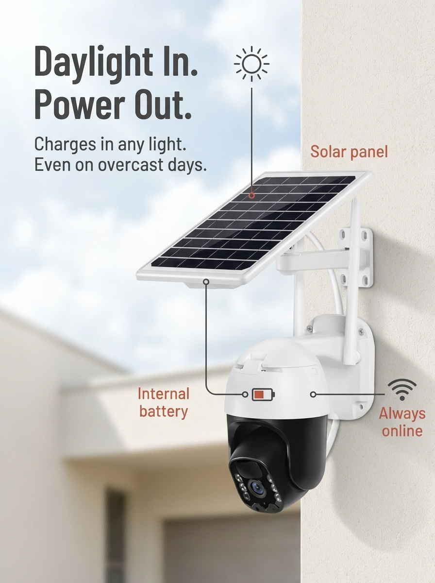VeroLuxe Solar Security Cam — Watch Every Corner Day or Night, No Wires Needed - Souliia