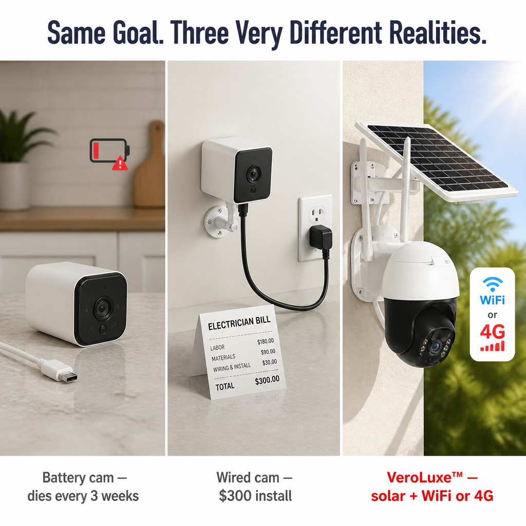 VeroLuxe Solar Security Cam — Watch Every Corner Day or Night, No Wires Needed - Souliia