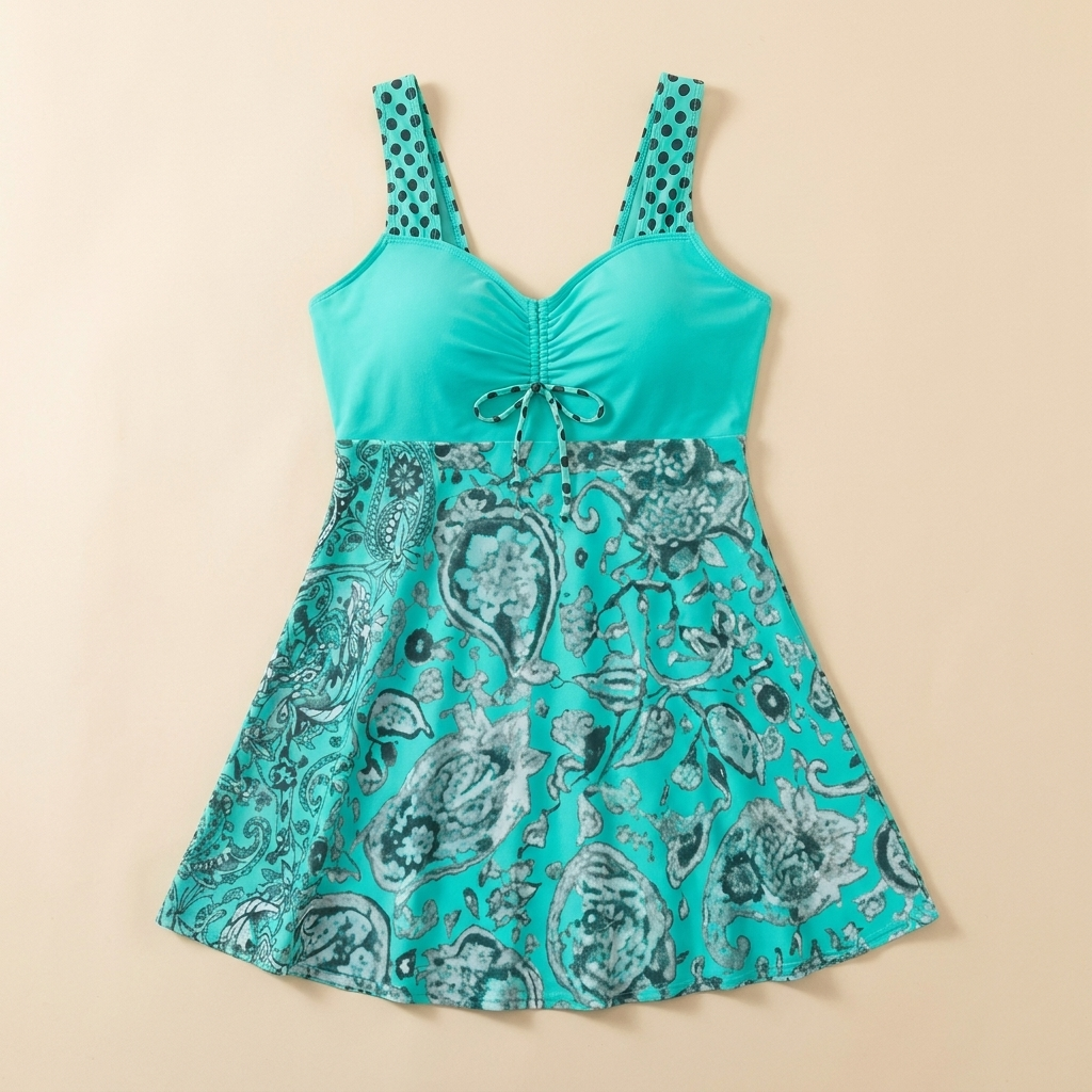 VivaMorph – Sculpting Swim Dress with Ruched Front and Flowy Skirt - Souliia