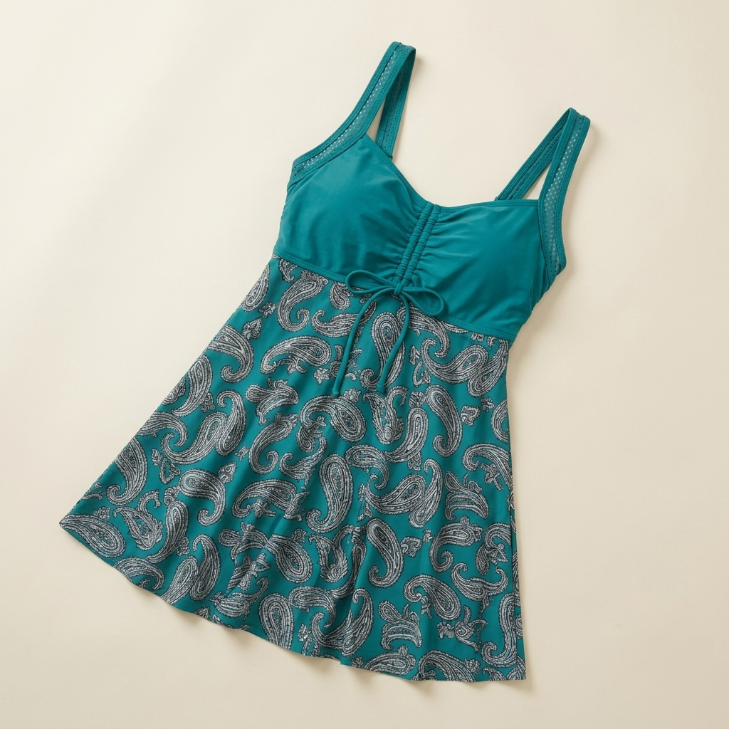 VivaMorph – Sculpting Swim Dress with Ruched Front and Flowy Skirt - Souliia