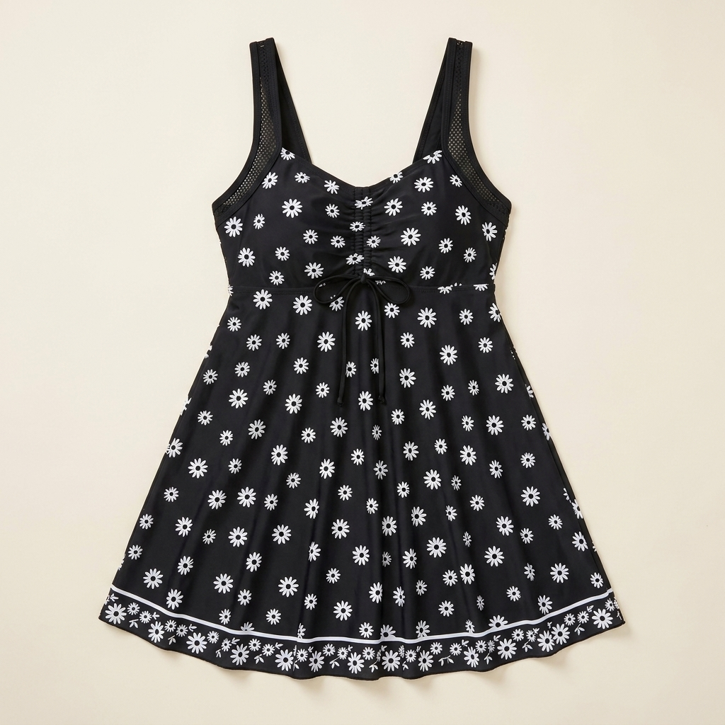VivaMorph – Sculpting Swim Dress with Ruched Front and Flowy Skirt - Souliia