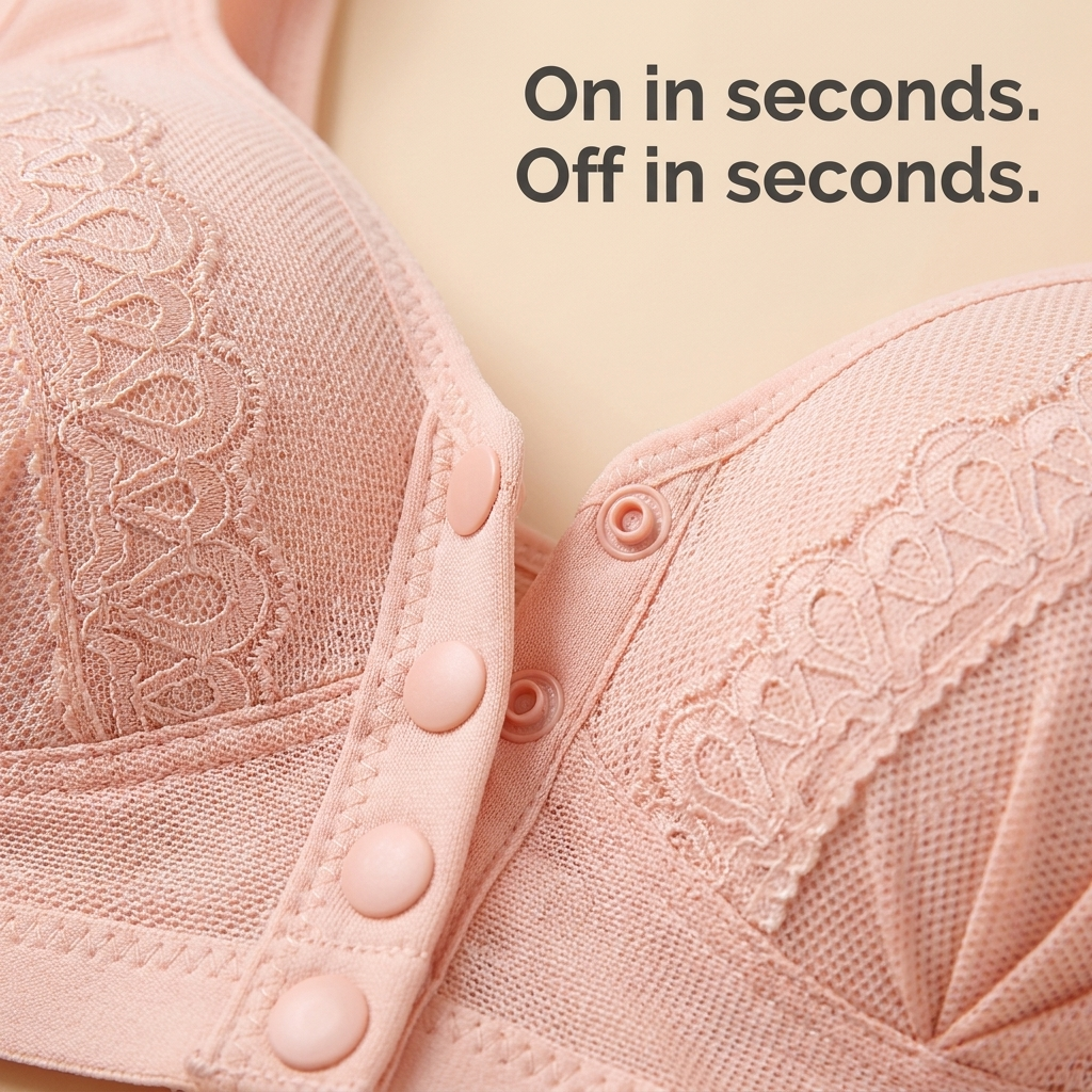 Sculptique – Wireless Front-Snap Lift Bra with Lace Detail - Souliia