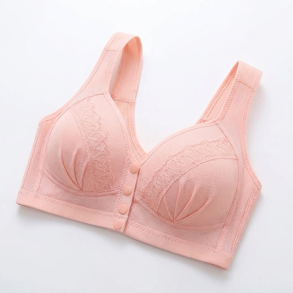 Sculptique – Wireless Front-Snap Lift Bra with Lace Detail - Souliia