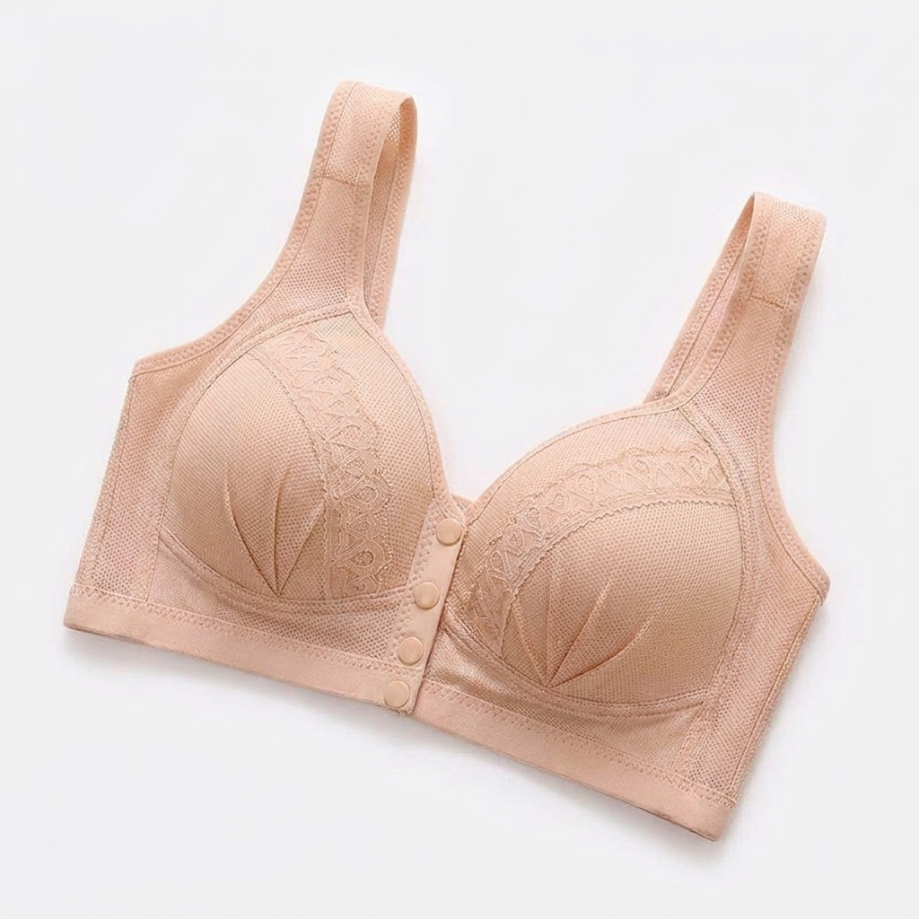 Sculptique – Wireless Front-Snap Lift Bra with Lace Detail - Souliia