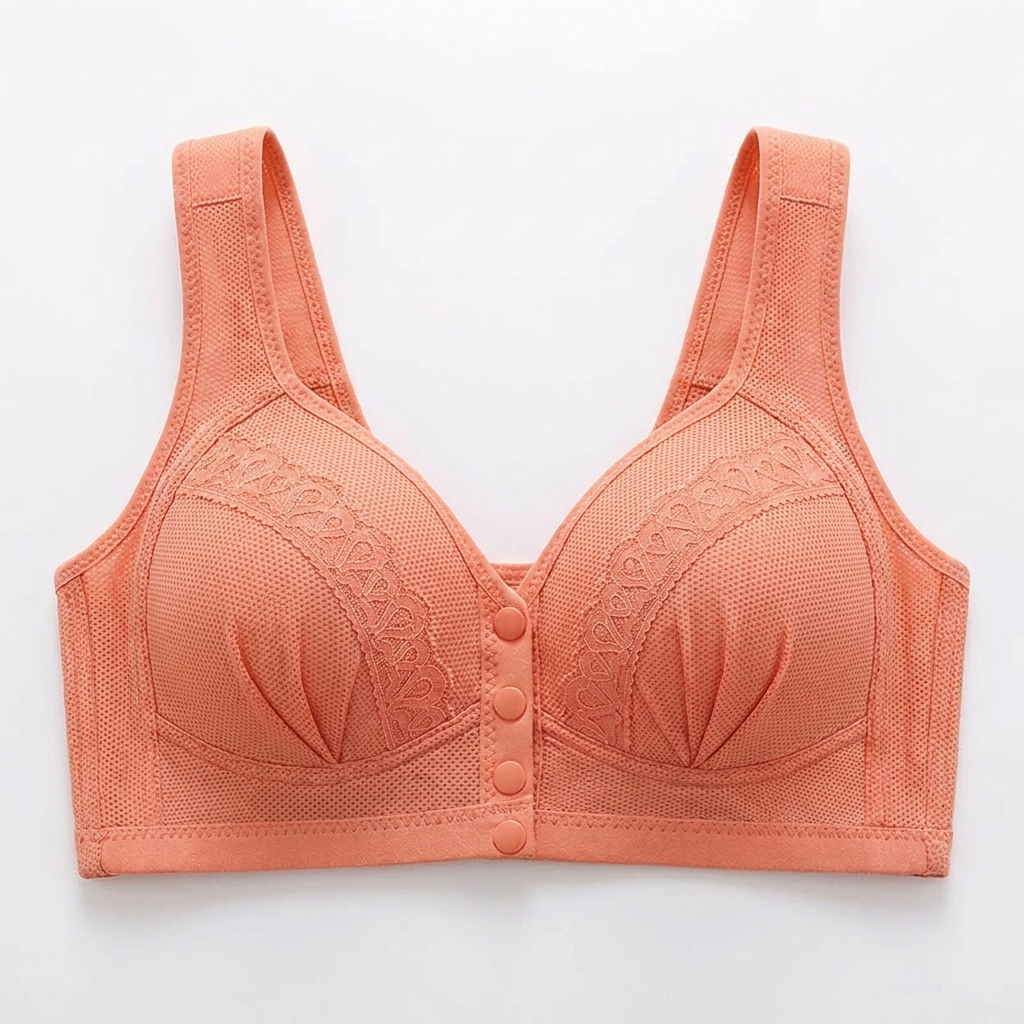 Sculptique – Wireless Front-Snap Lift Bra with Lace Detail - Souliia