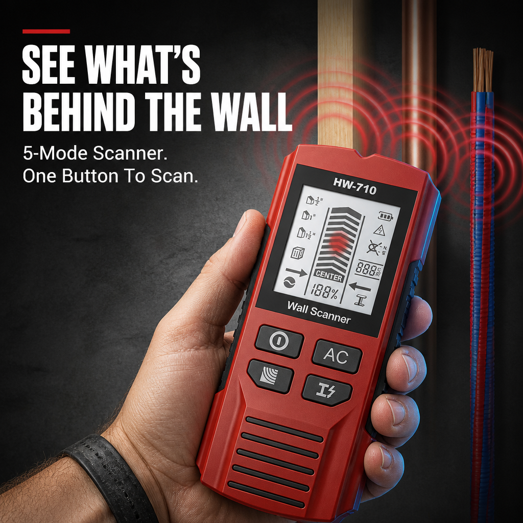 WallScout HW-710 — Spot Studs, Wires & Pipes Before You Drill | 5-Mode Scanner - Souliia
