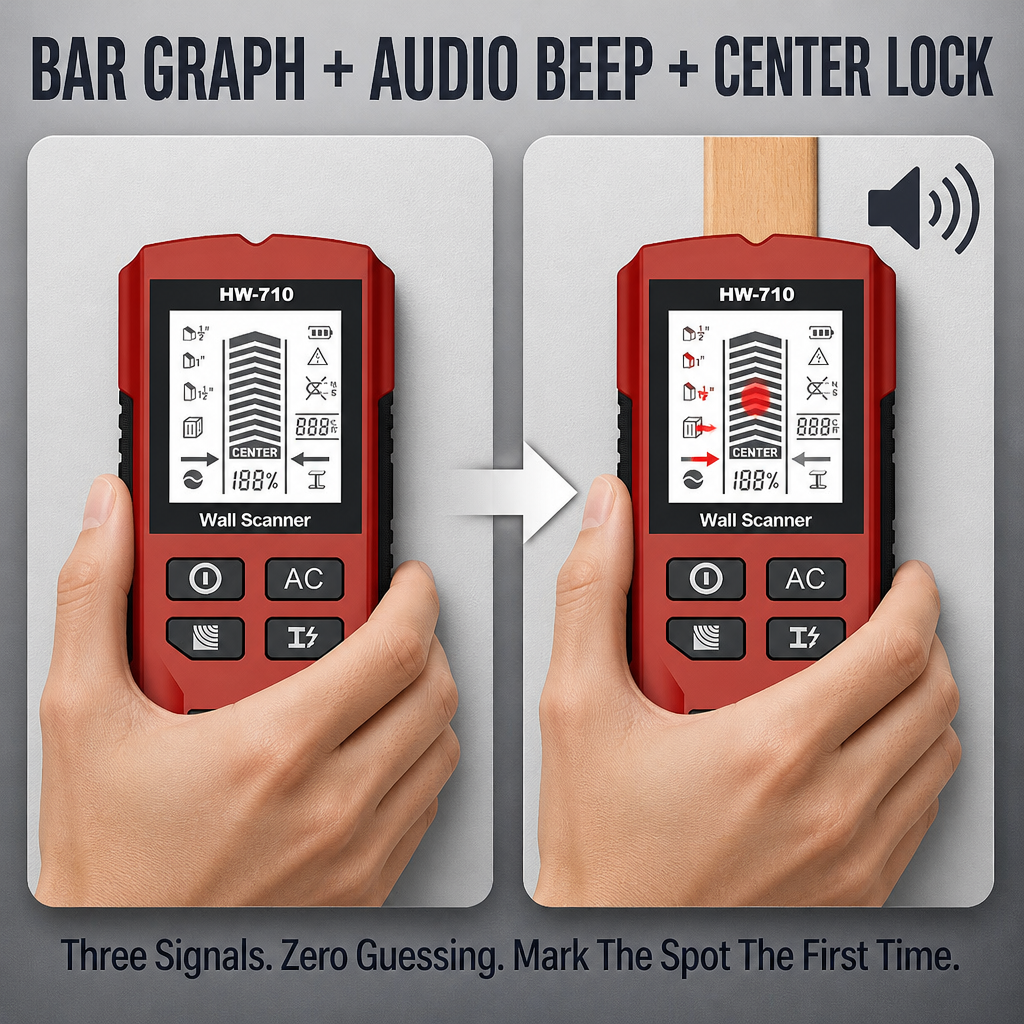 WallScout HW-710 — Spot Studs, Wires & Pipes Before You Drill | 5-Mode Scanner - Souliia