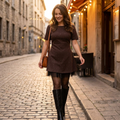 VeroLux – Rhinestone-Dotted Mini Dress with Layered Tulle Hem - Souliia