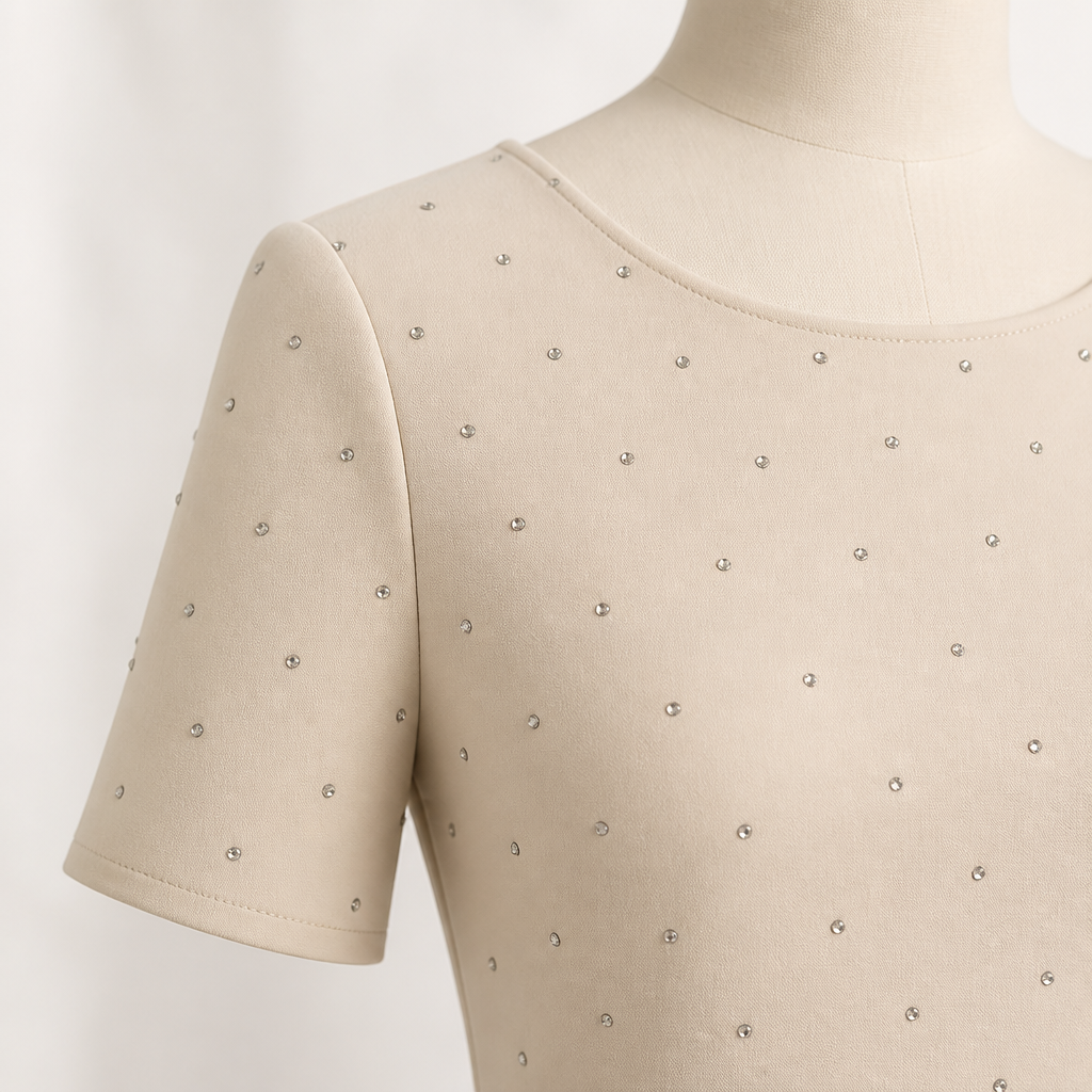 VeroLux – Rhinestone-Dotted Mini Dress with Layered Tulle Hem - Souliia
