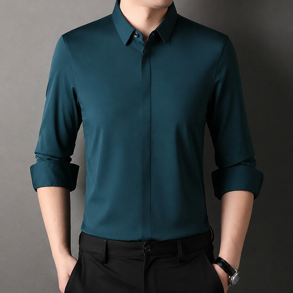 Vantori – Slim-Fit 4-Way Stretch Wrinkle-Free Dress Shirt - Souliia