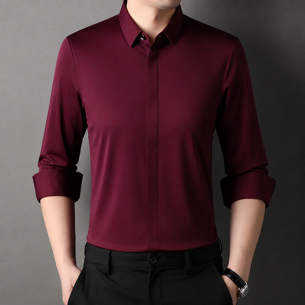 Vantori – Slim-Fit 4-Way Stretch Wrinkle-Free Dress Shirt - Souliia