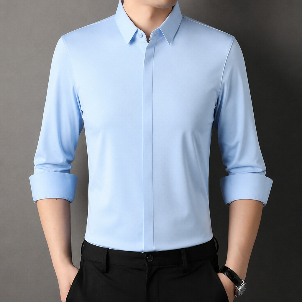 Vantori – Slim-Fit 4-Way Stretch Wrinkle-Free Dress Shirt - Souliia