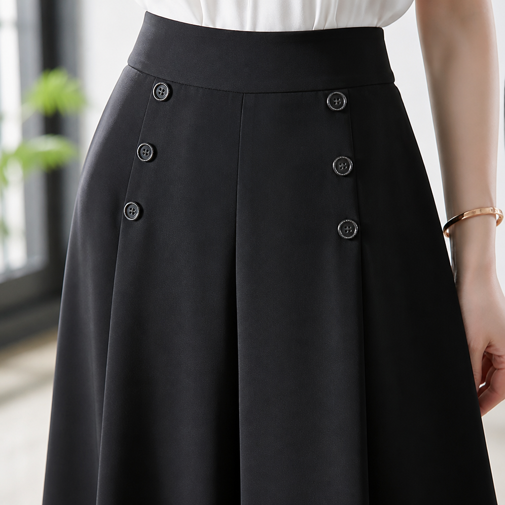 VeroLuxe – Flowy Pleated Wide-Leg Pants with Side Button Detail - Souliia