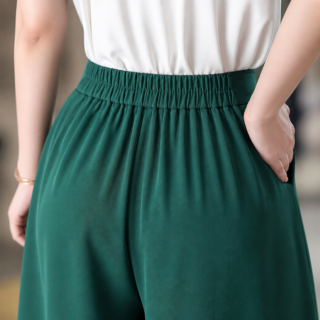 VeroLuxe – Flowy Pleated Wide-Leg Pants with Side Button Detail - Souliia