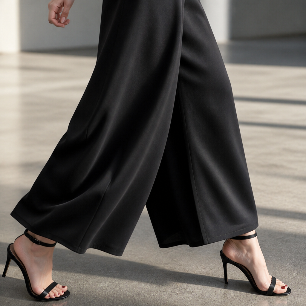 VeroLuxe – Flowy Pleated Wide-Leg Pants with Side Button Detail - Souliia
