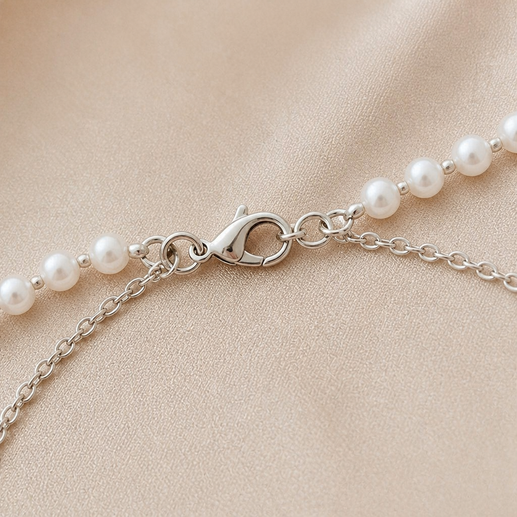 VitariaLuxe – Dainty Layered Pearl Necklace with Pendant Drop - Souliia