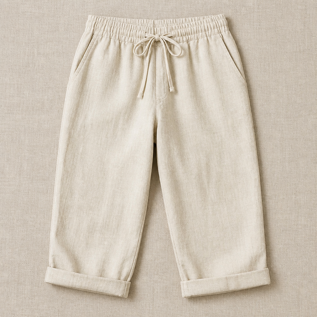 SenseLuxe – Breathable Cotton-Linen Capri Pants with Rolled Cuffs - Souliia
